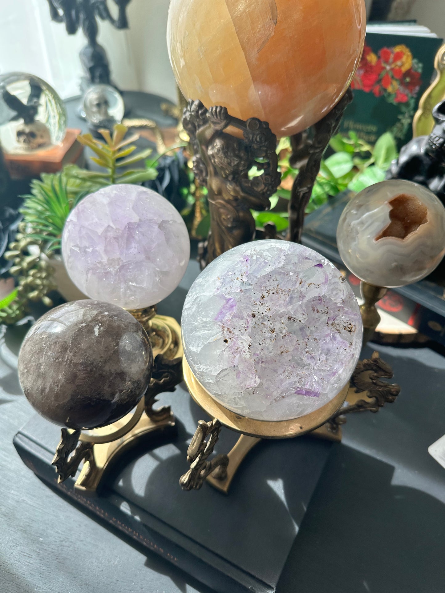 Large vintage cherub sphere holder