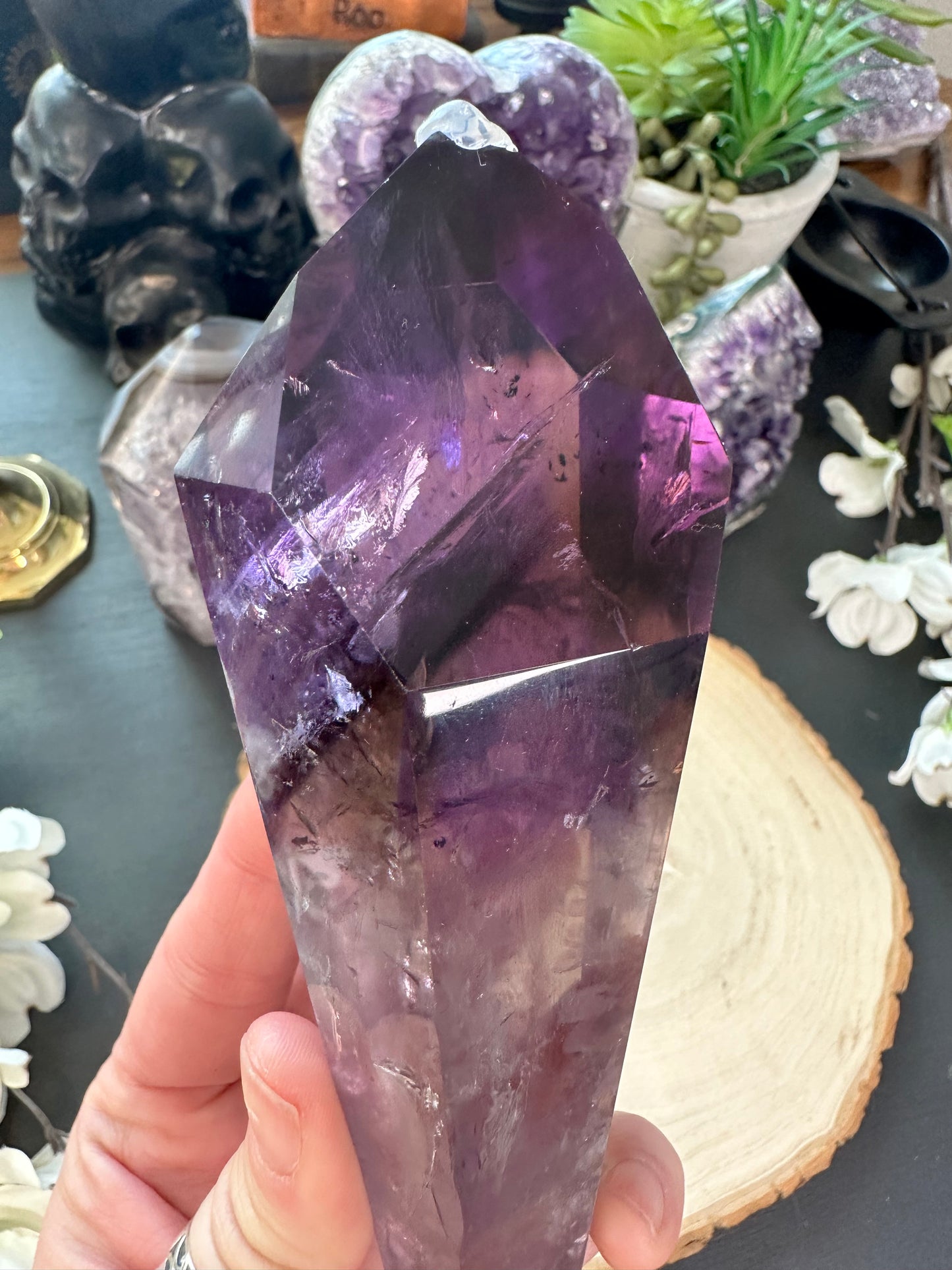 Large amethyst tooth dagger wand