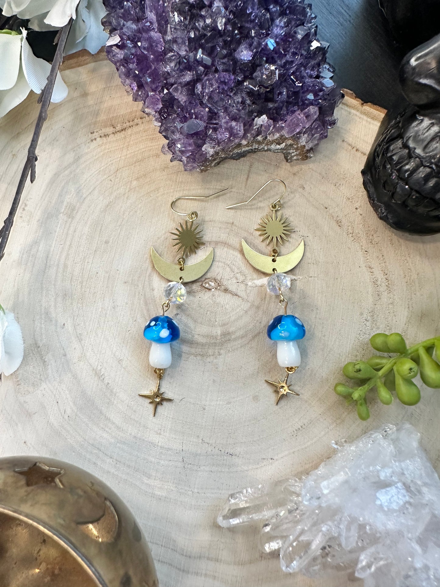 Celestial mushroom earrings