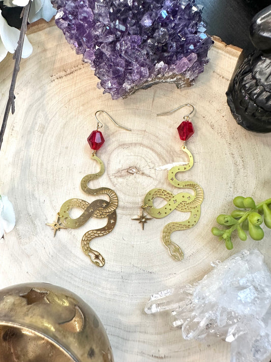 Celestial snake earrings