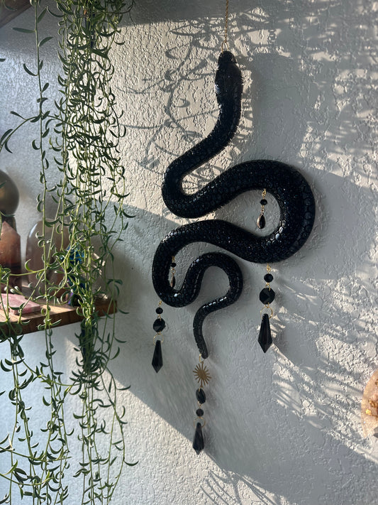 Black glitter resin snake sun-catcher/ wall hang