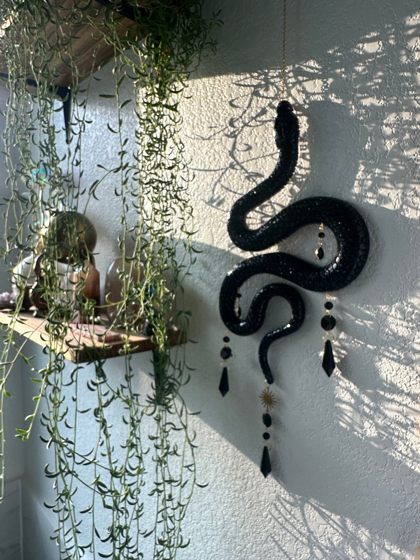 Black glitter resin snake sun-catcher/ wall hang
