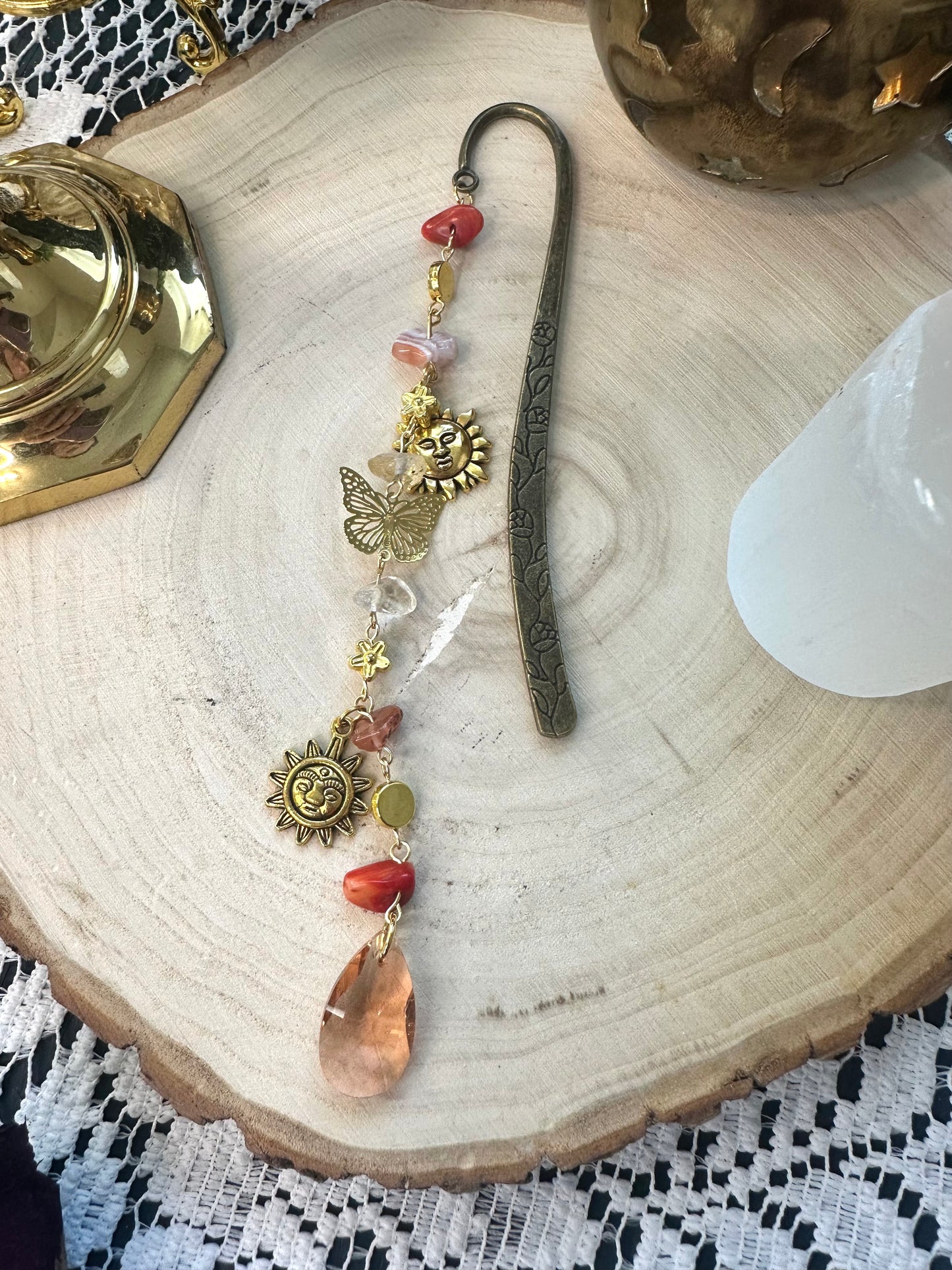 Charmed crystal bead bookmark hooks