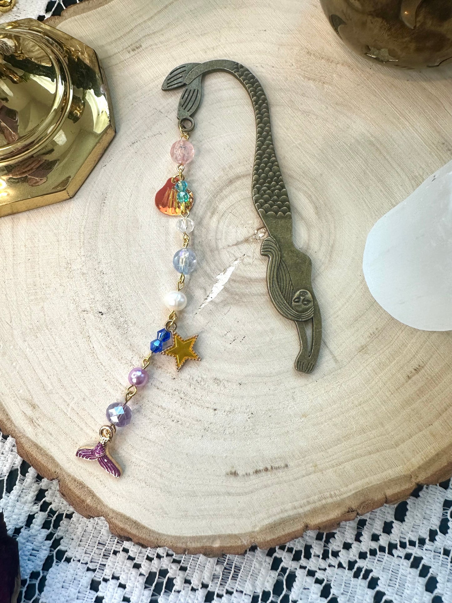 Charmed crystal bead bookmark hooks