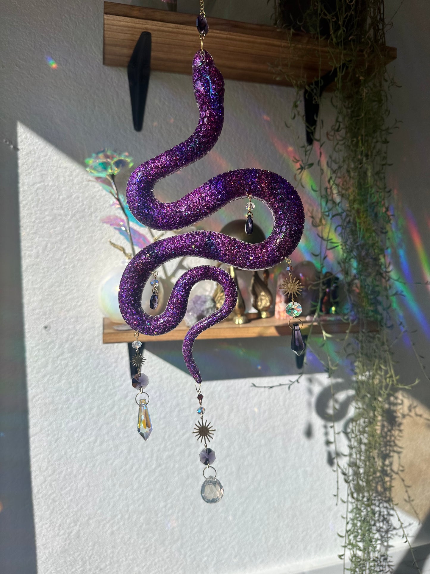 Purple sparkle snake sun-catcher