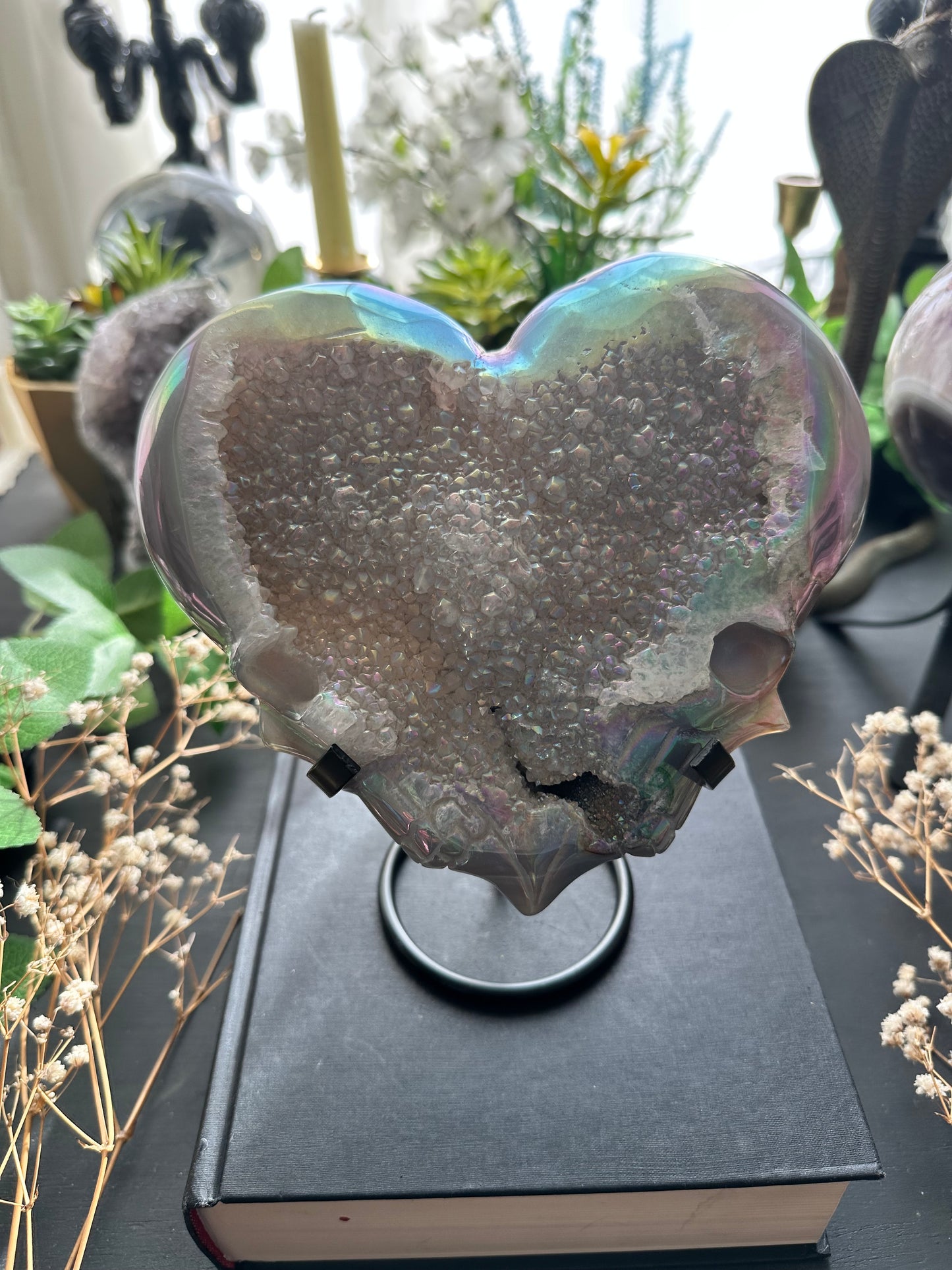 Aura agate skull heart
