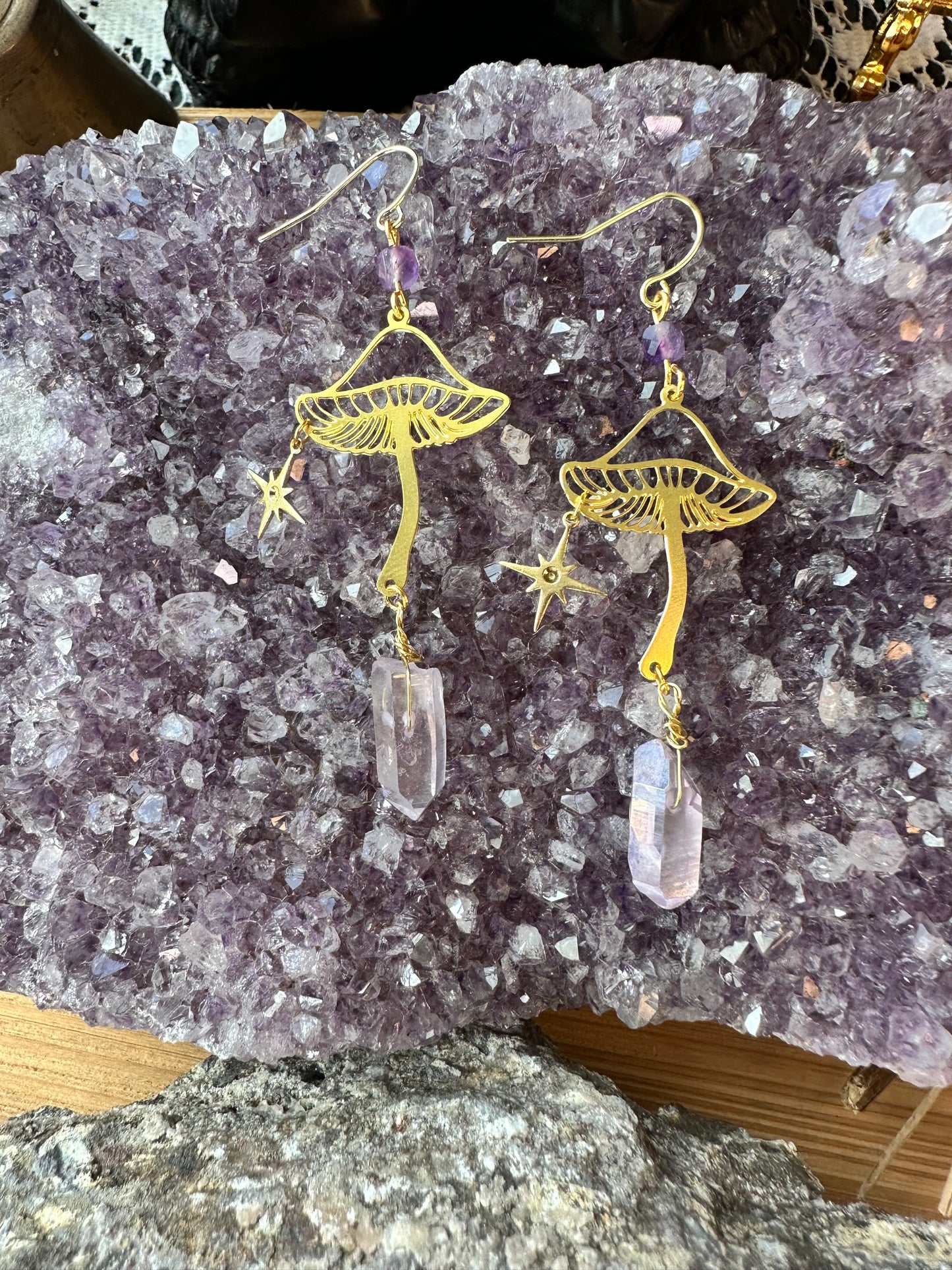 Mushroom crystal earrings
