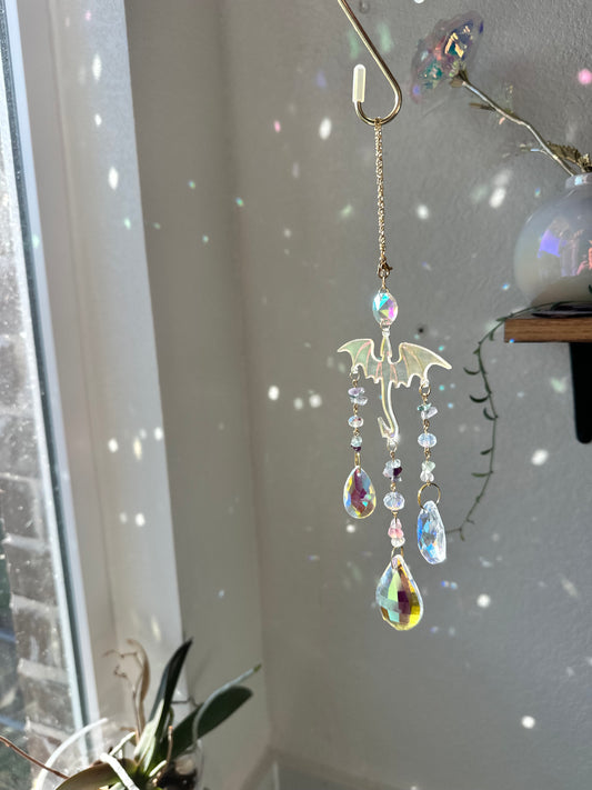 Fluorite dragon sun-catcher