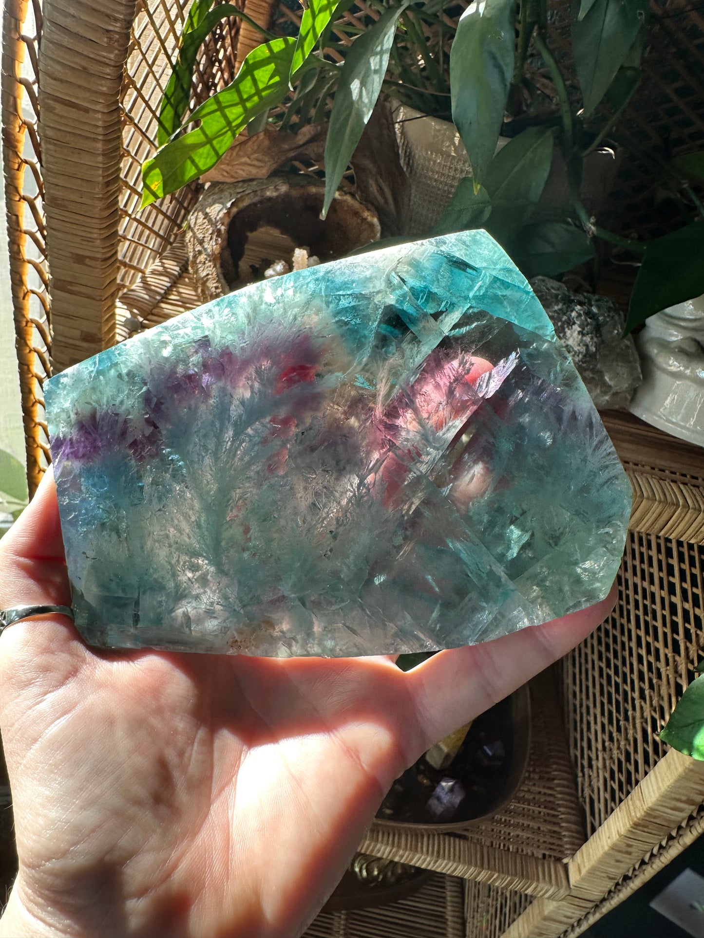 Large Feather Fluorite Slab