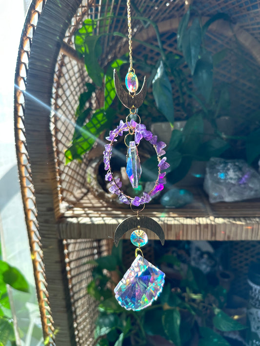 Amethyst Triple Moon Large Bead Sun Catcher