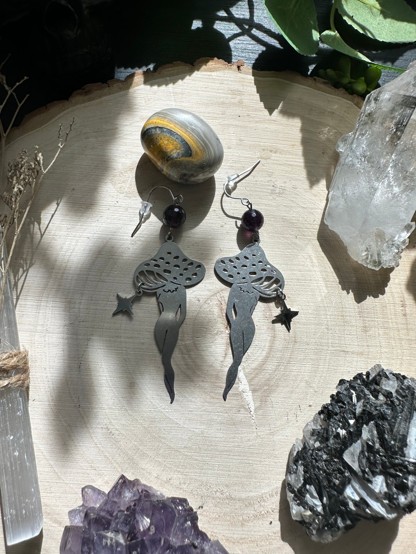 Amethyst Mushroom Lady Earrings