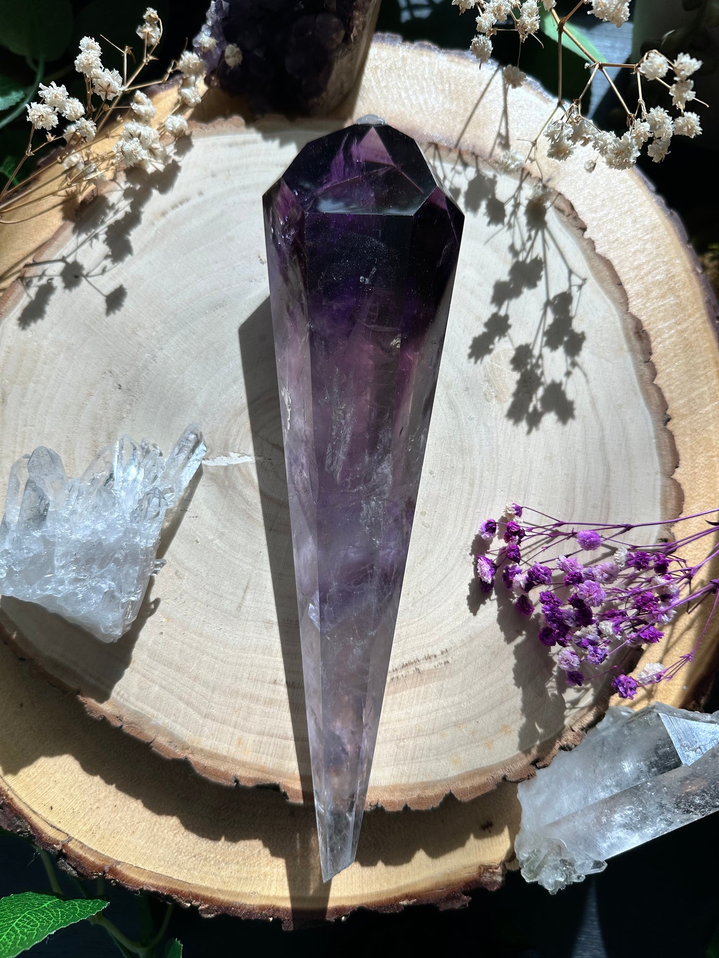 Large amethyst tooth dagger wand