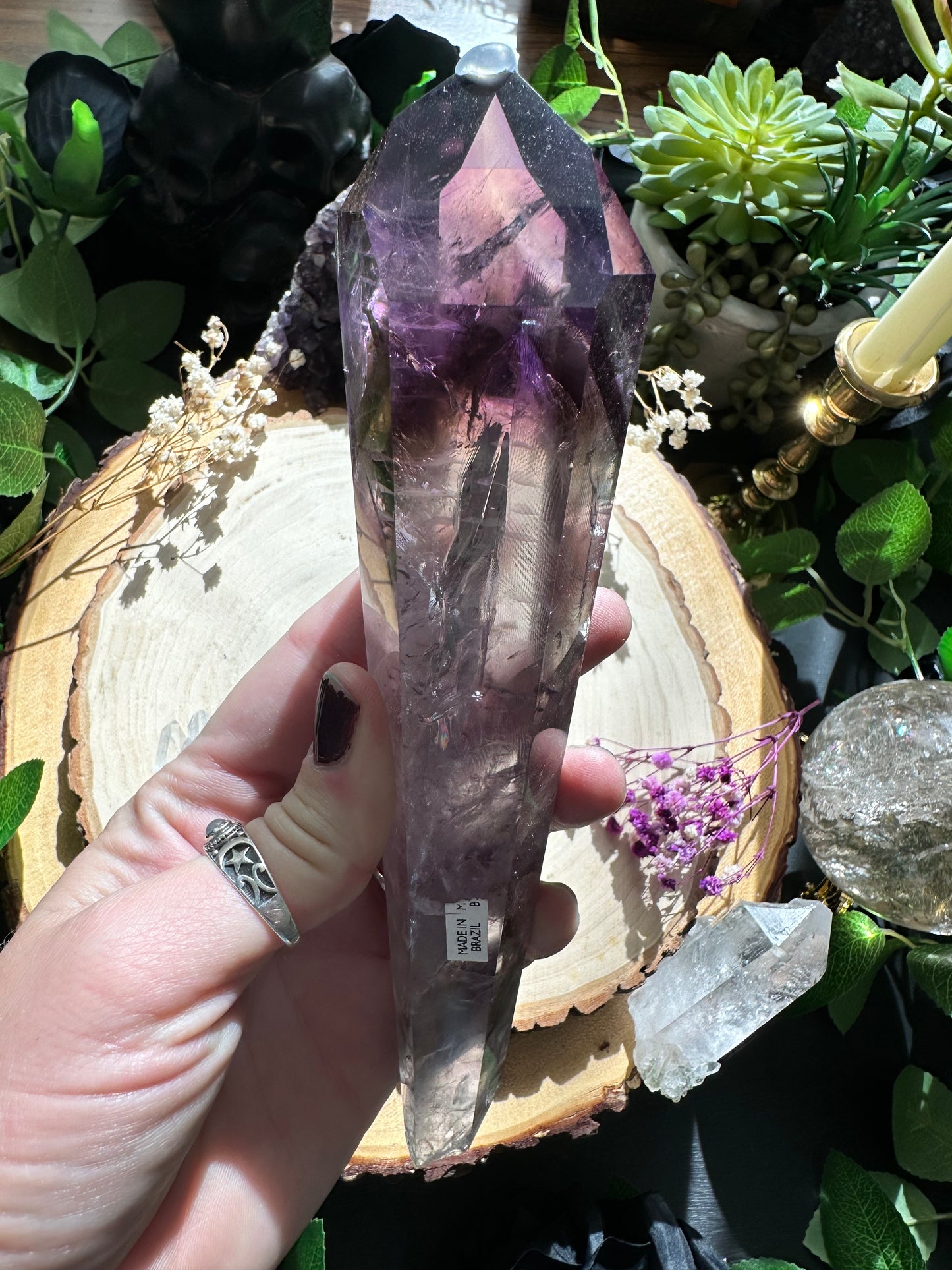 Large amethyst tooth dagger wand