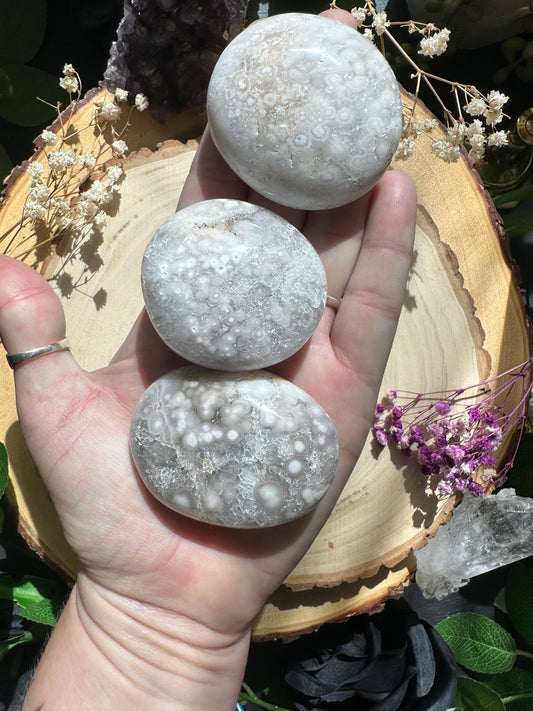 Druzy Flower Agate Palm Stones