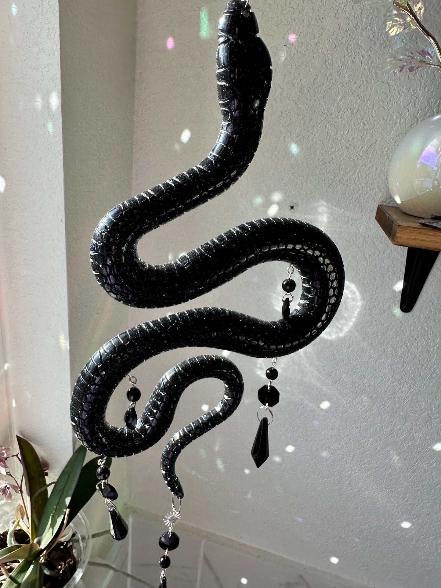 Black Glitter Snake Wall Hang