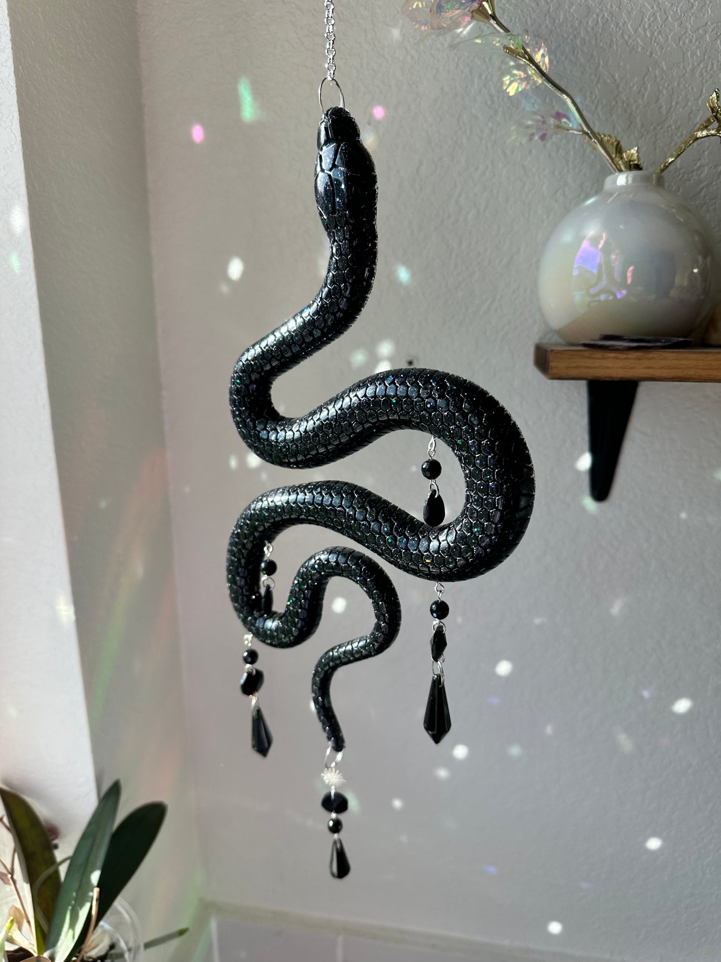 Black Glitter Snake Wall Hang