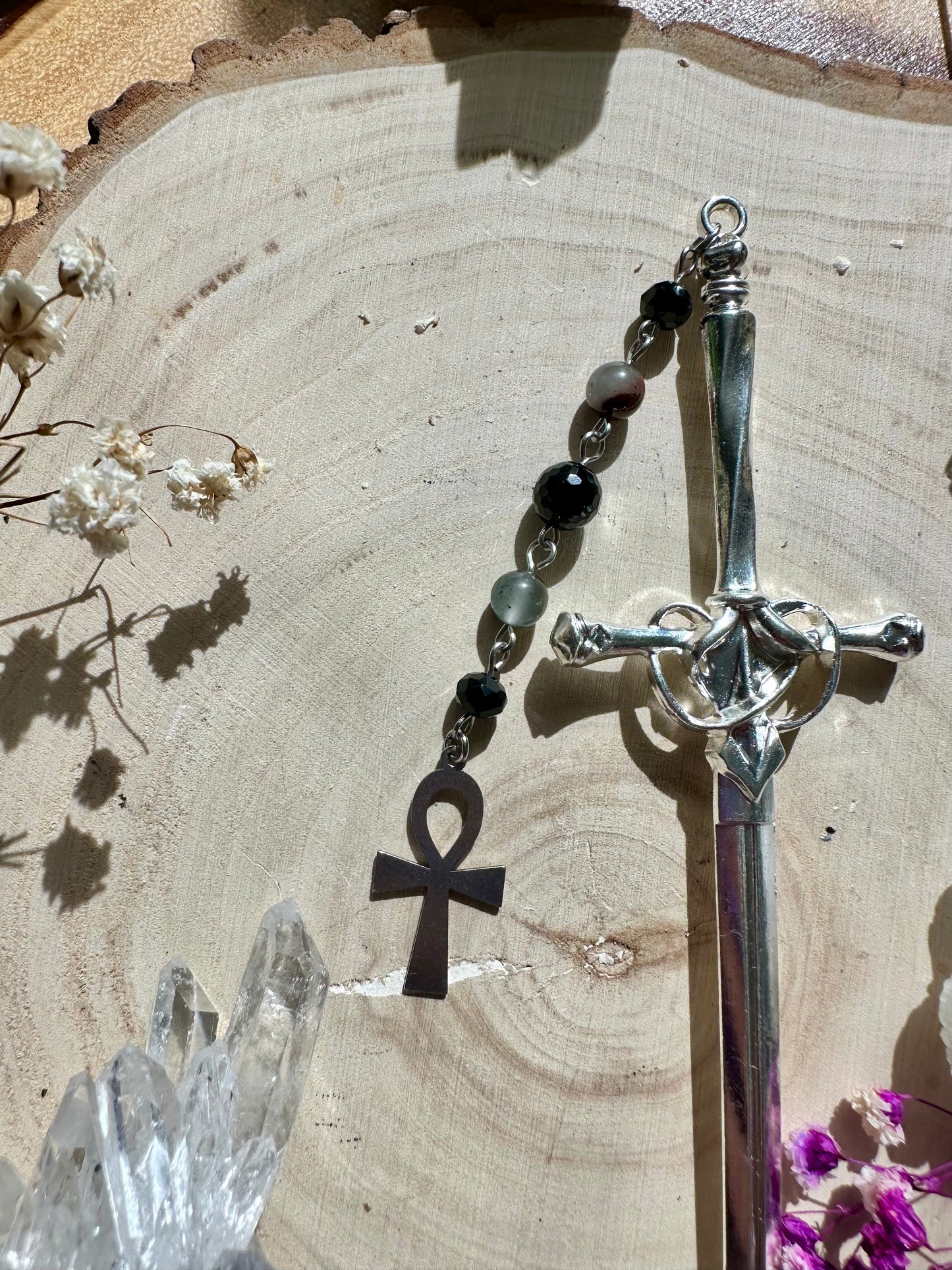 Bloodstone Ankh Hair Sword (Silver)