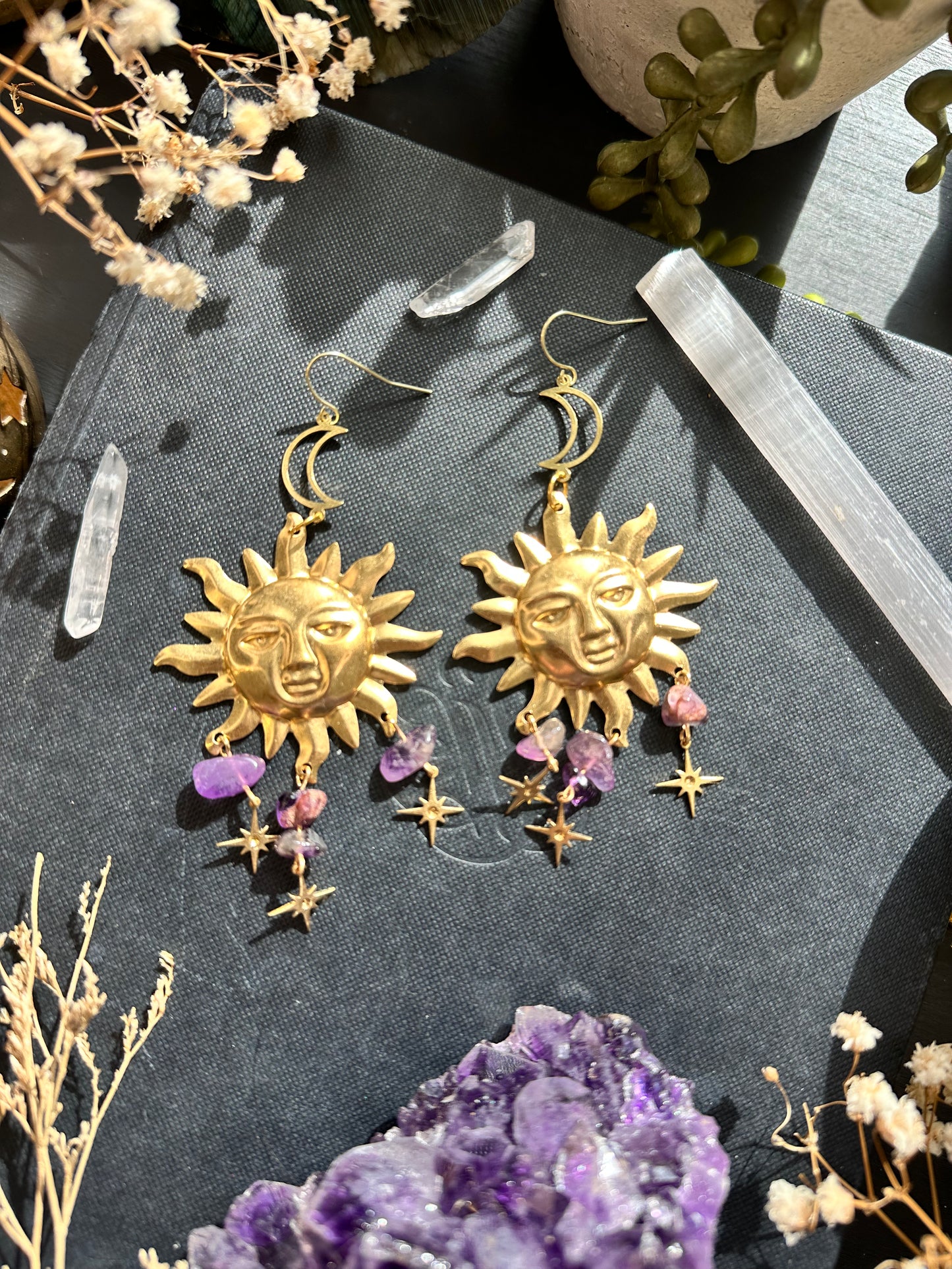 Amethyst Whimsigoth Celestial Earrings