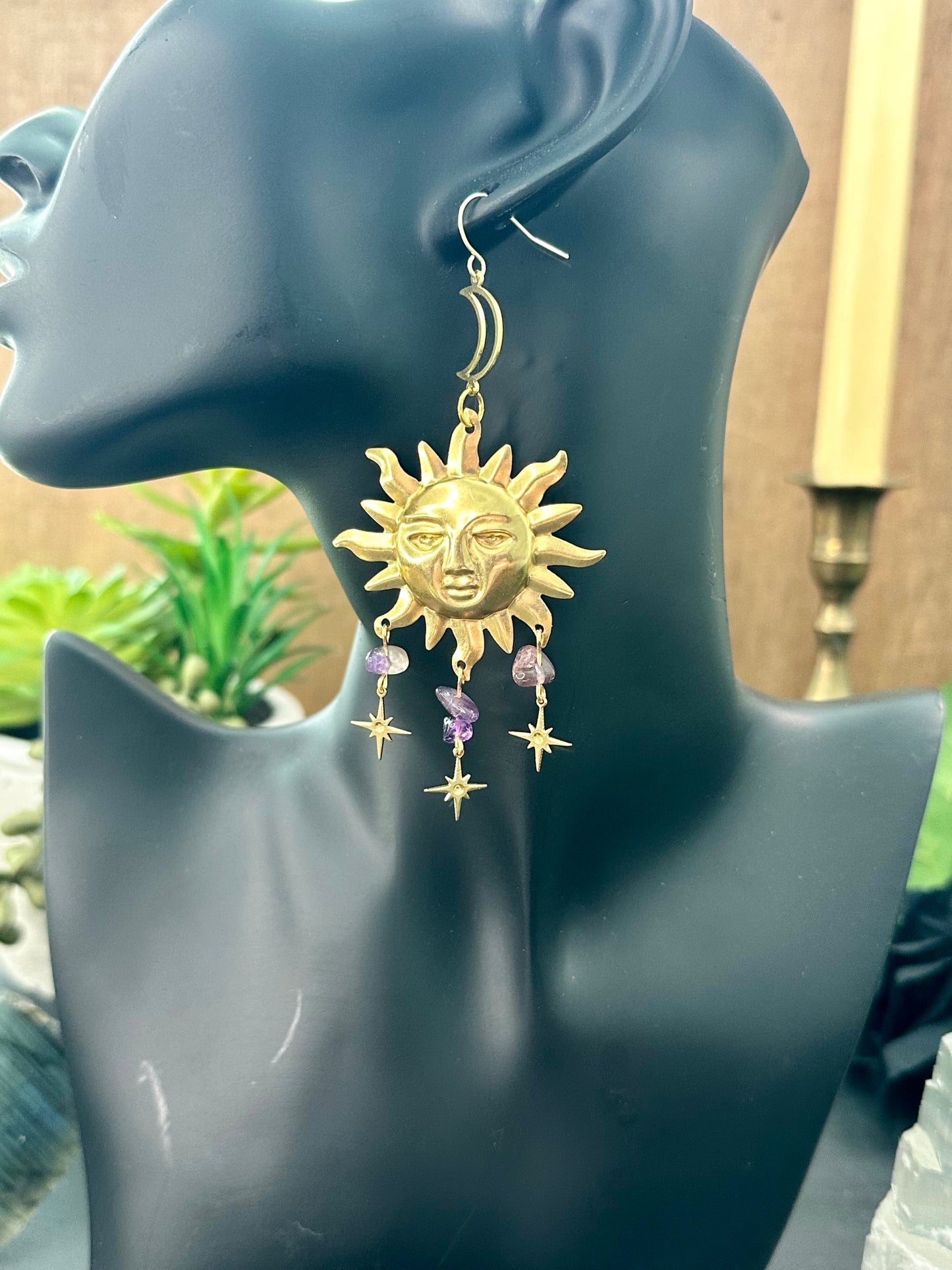 Amethyst Whimsigoth Celestial Earrings