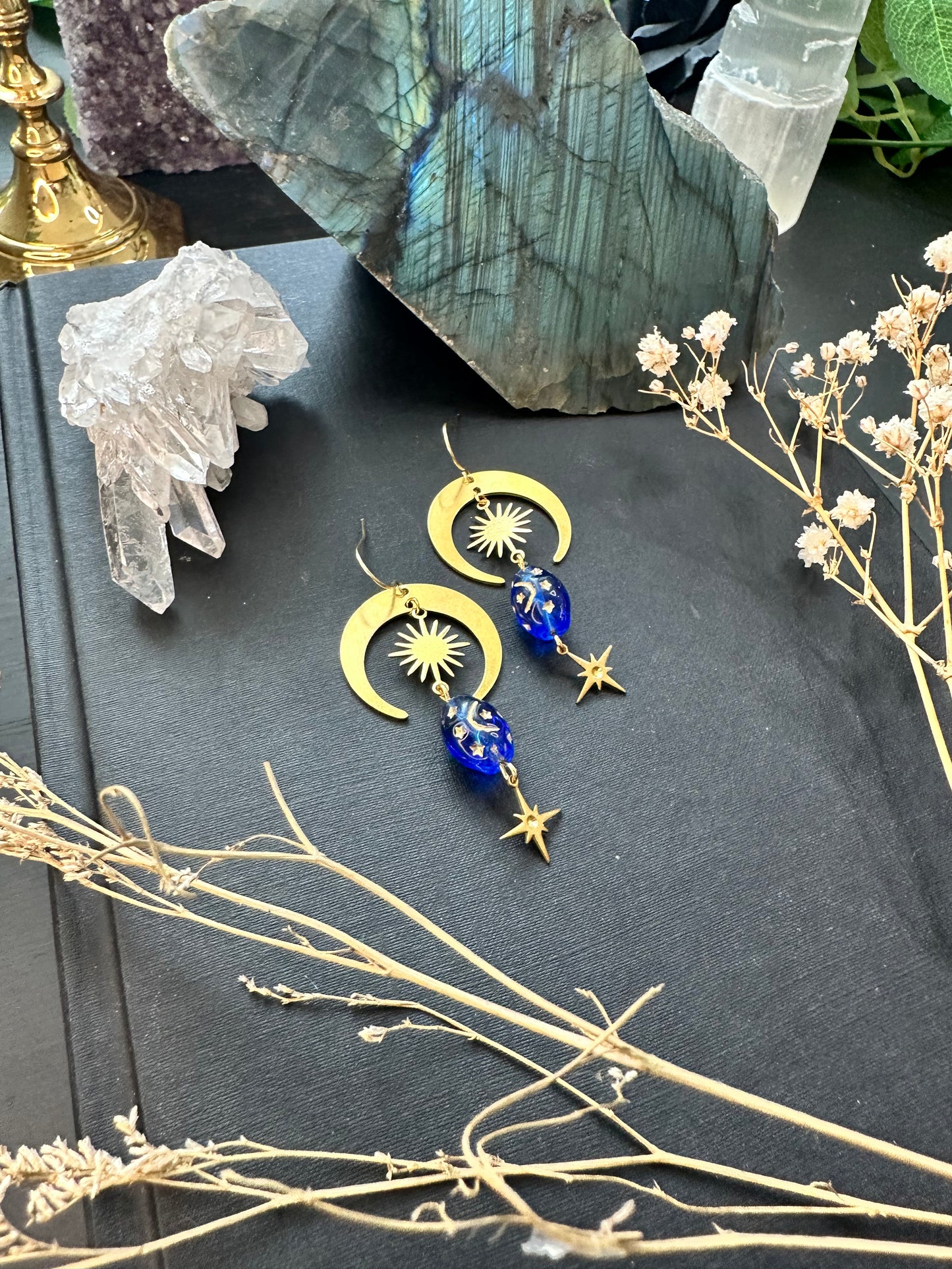 Starry Whimsigoth Moon Earrings