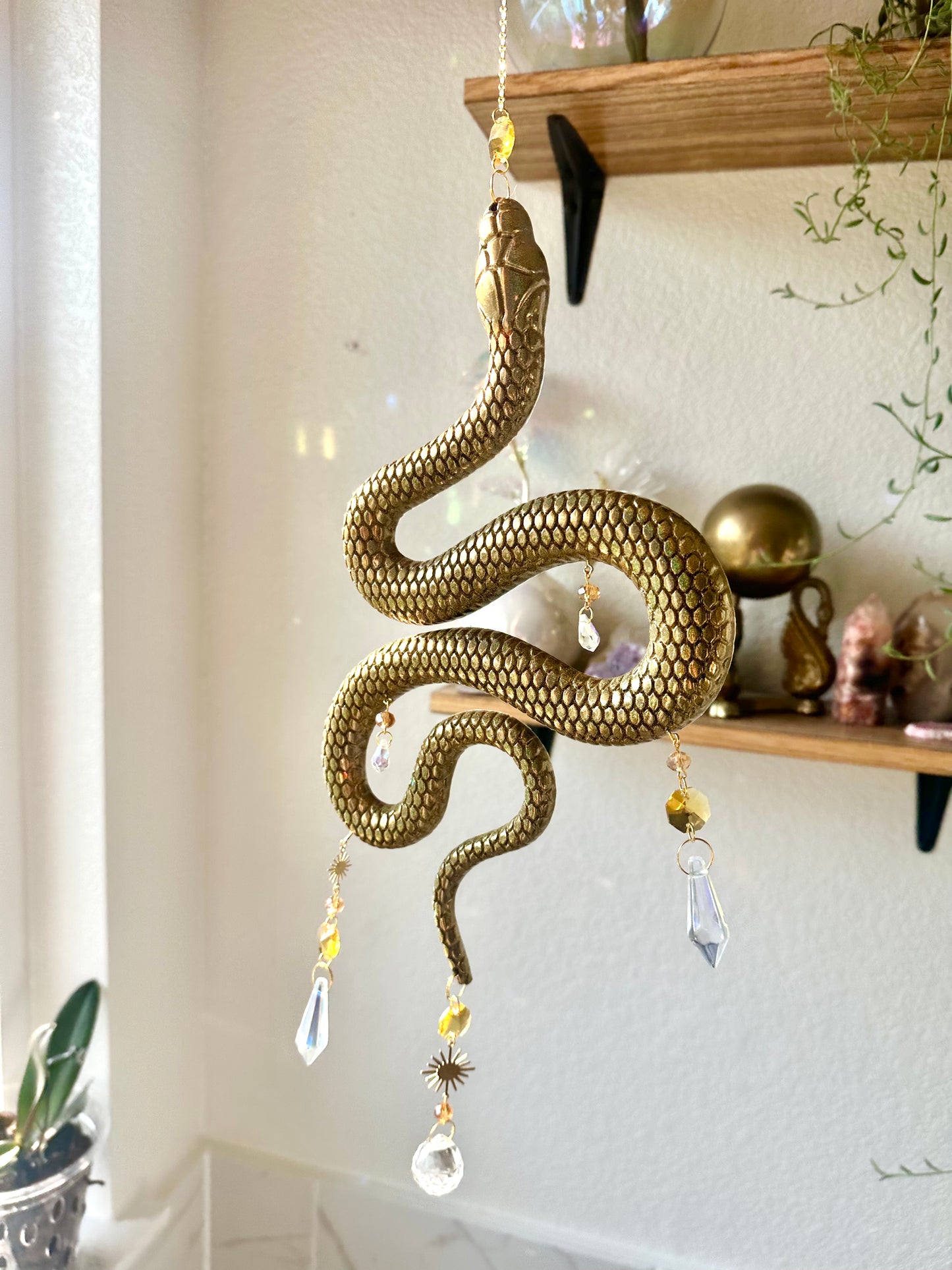 Gold holographic snake suncatcher wall hang