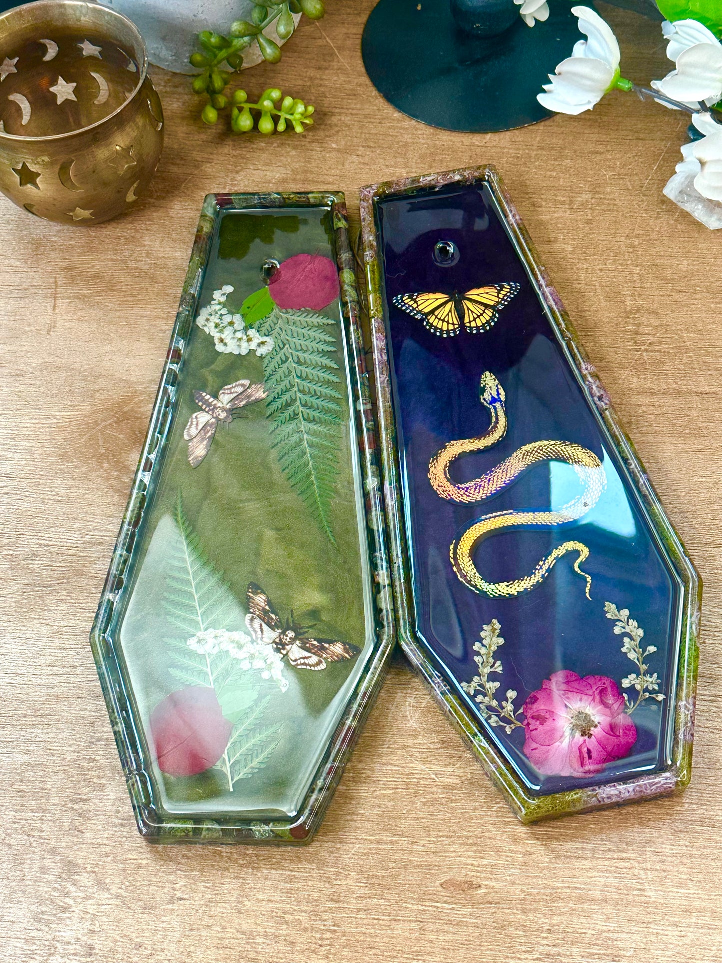 Coffin shaped incense holder