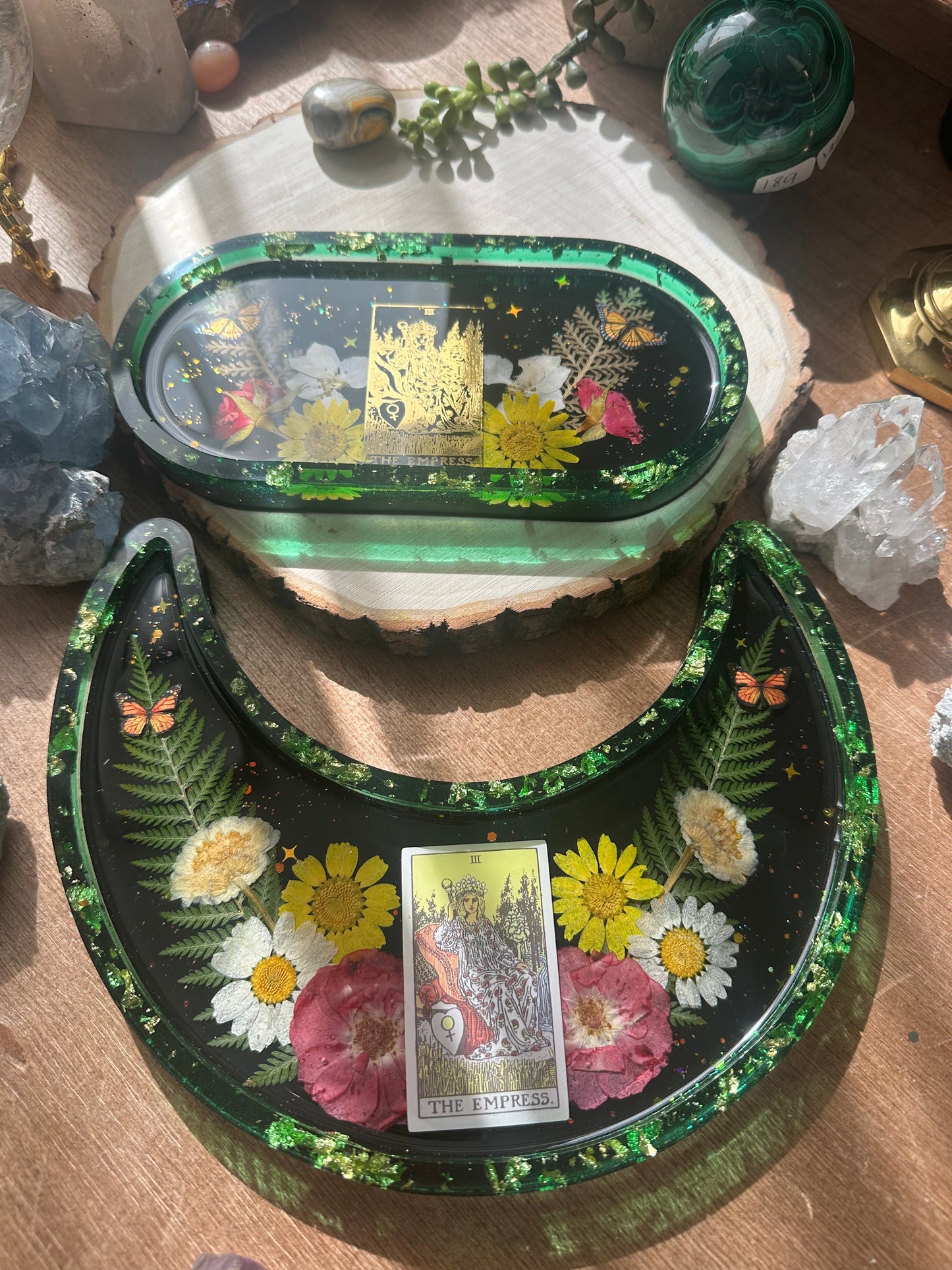 The empress tarot card floral trinket tray