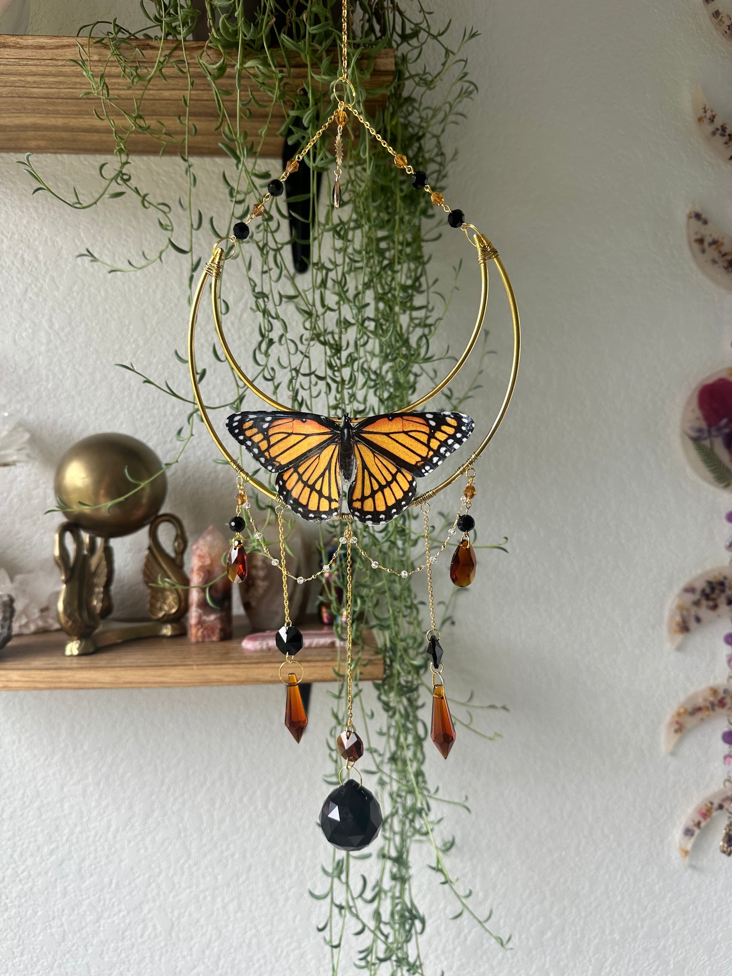 Monarch butterfly moon wall-hang