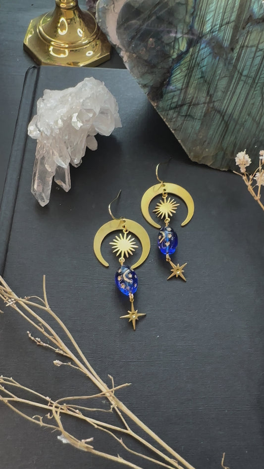 Starry Whimsigoth Moon Earrings