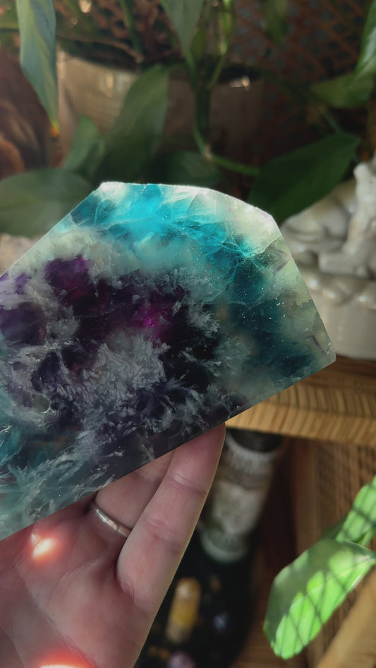 Small Feather Fluorite Slab