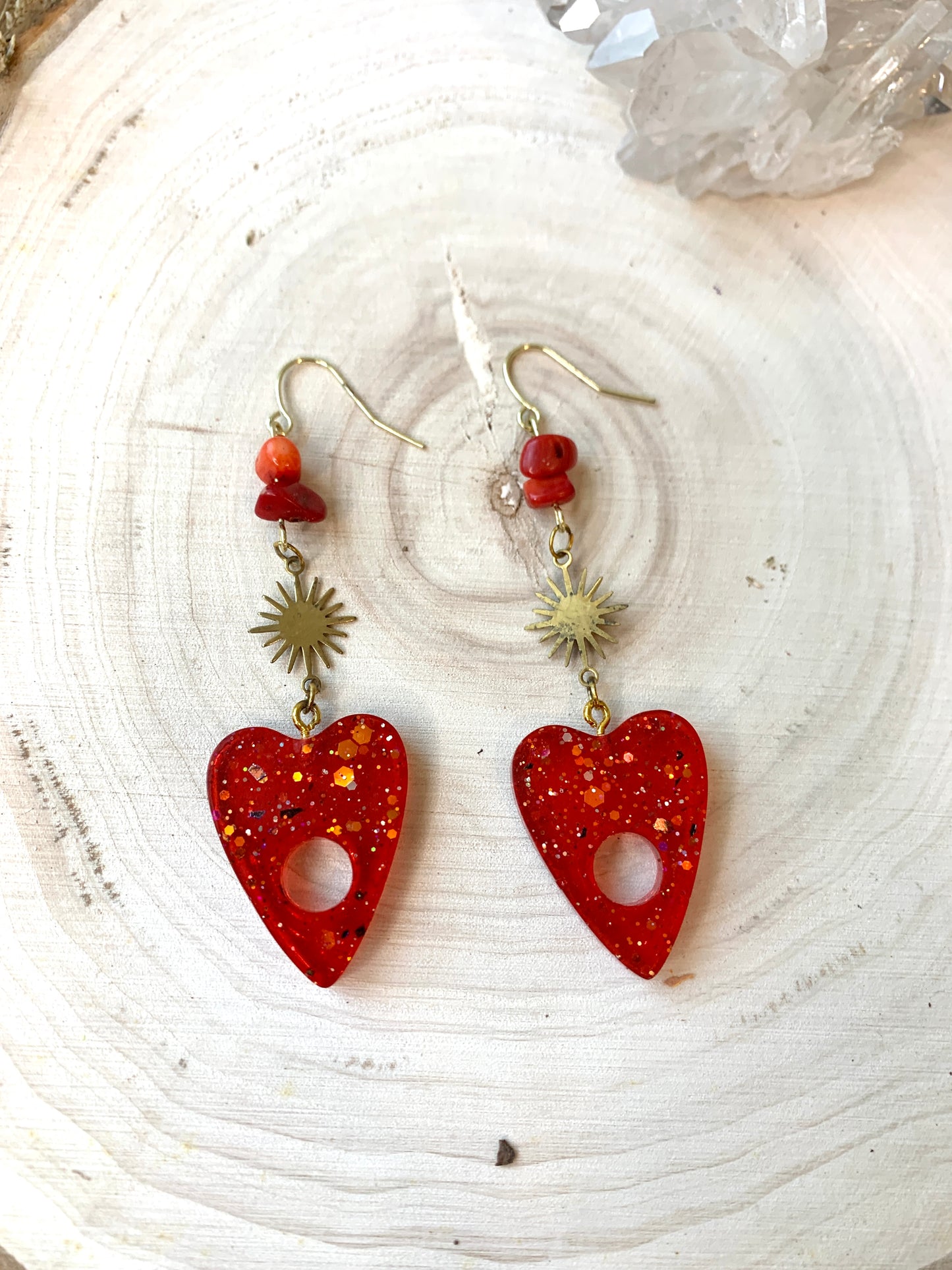 Red jasper red planchette celestial earrings