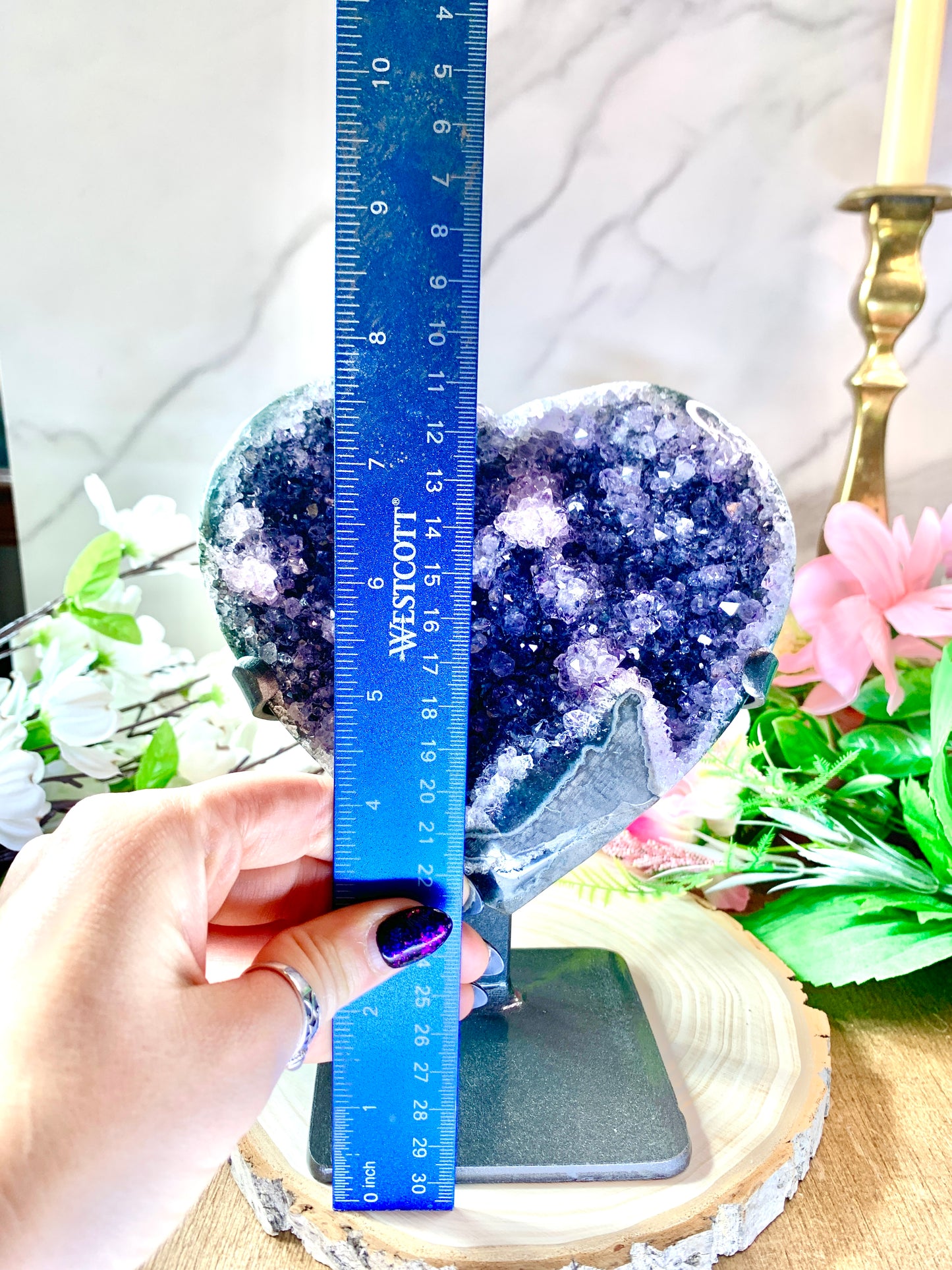 Large Uruguayan Amethyst heart on stand