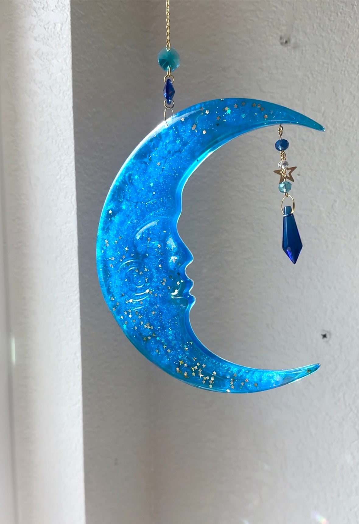 Celestial moon face wall hang/sun-catcher