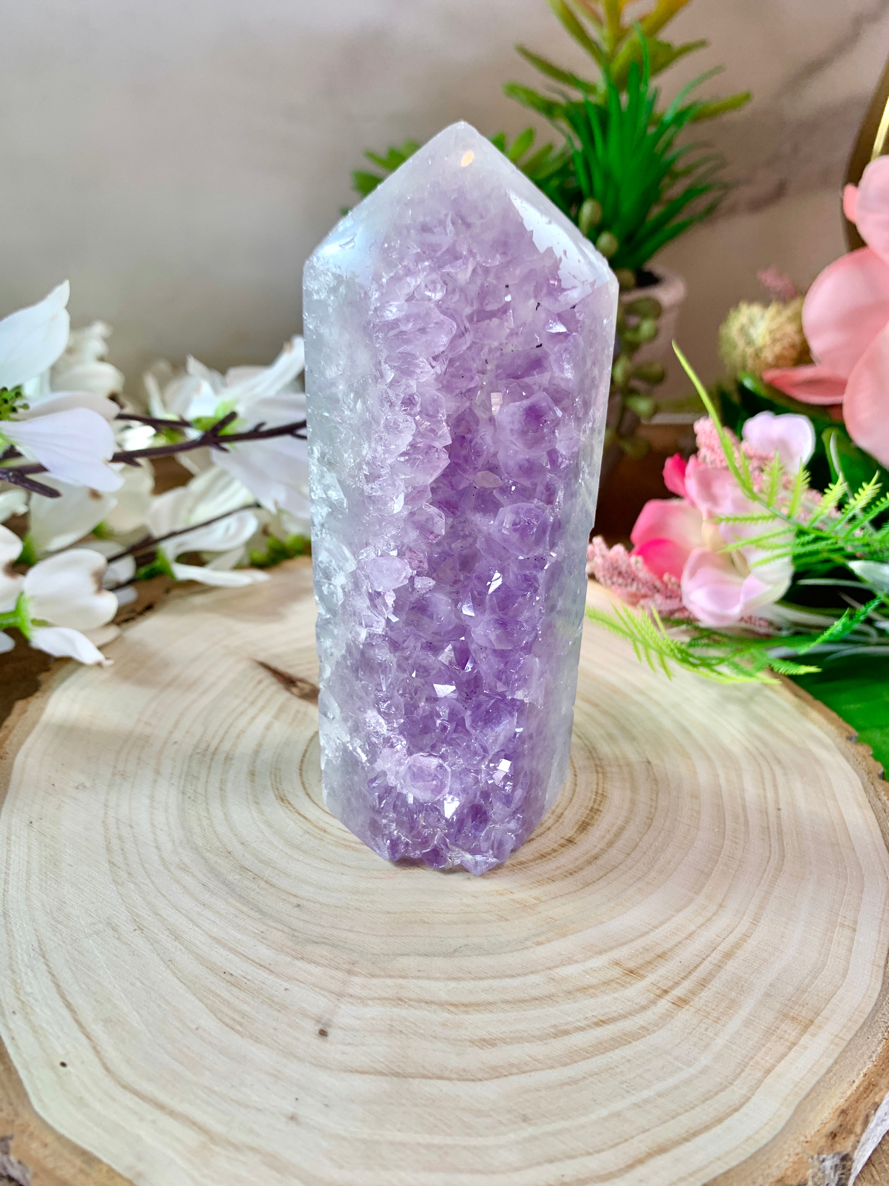 Mauve Druzy cheapest Amethyst Cut Base